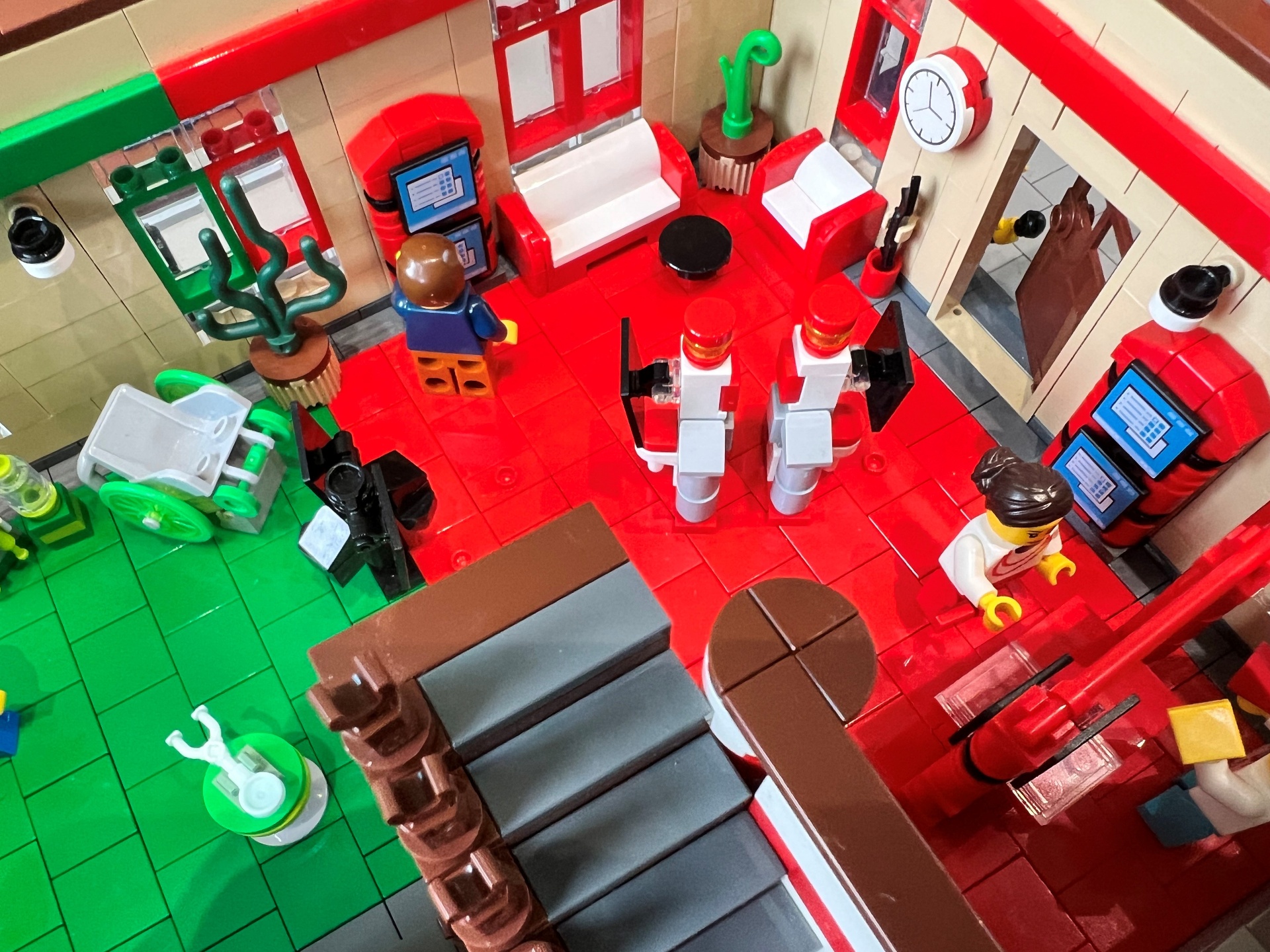 Detailed Lego Healthcare Facility Interior with Red Floor